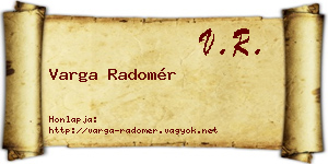 Varga Radomér névjegykártya